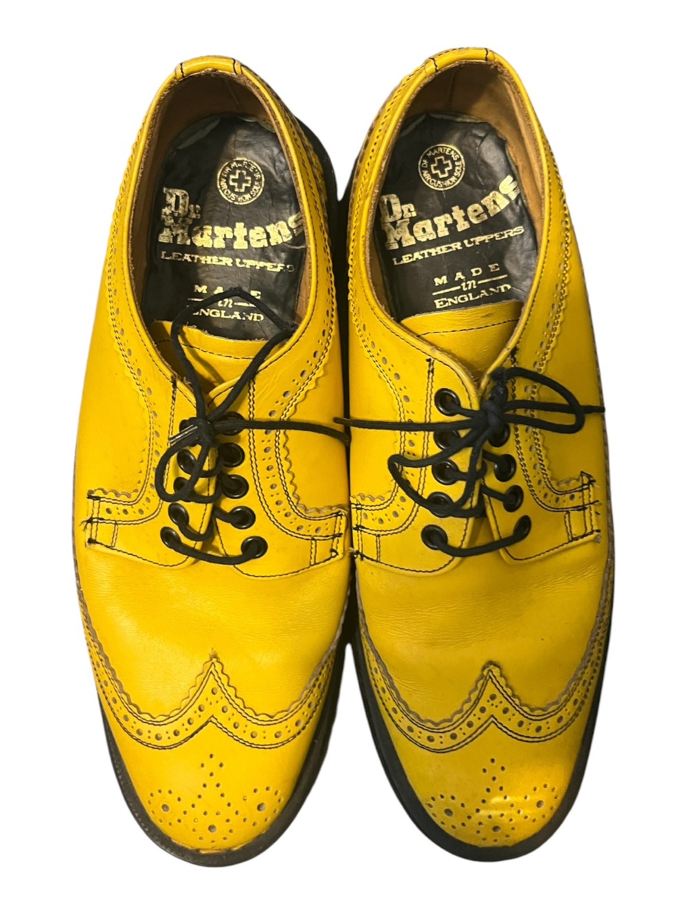 Vintage Dr. Martens Yellow Wingtip Brogue Oxfords